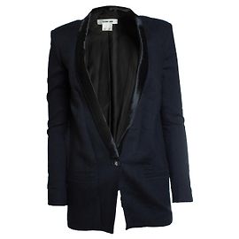 Helmut Lang, Blazer in Blau mit Ponyskin-Revers Blau