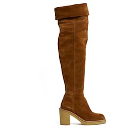 Hermès-Hermès 2023 Boots EU39.5 Dakota Gold Suede Thigh Boots UK6 US8.5 Hermes-Caramel
