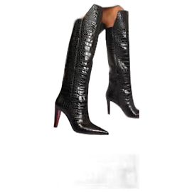 Bottes Christian Louboutin Ishtar Botta 120 - Velours Noir - Taille 39 - Occasion TB