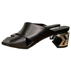 Karl Lagerfeld K-Blok Open Toe Sandals Black Silver hardware