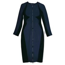 Autre Marque Cushnie et Ochs Bodycon Jersey Kleid Schwarz Blau Seide Schwarz Blau