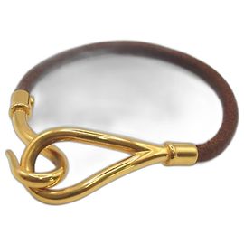Hermès Jumbo Hook Bracelet Black Leather Black