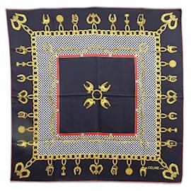 Sciarpa di seta Céline nera e oro Nero
