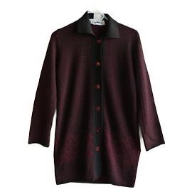 Yves Saint Laurent Wollstrickjacke Schwarz Bordeaux Schwarz Bordeaux