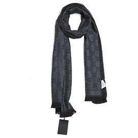 Gucci Echarpe Marmont Cinza Escuro de Lã GG Nova com Etiquetas Cinza antracite