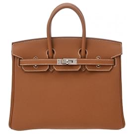 Hermès-Hermes Birkin 25 Gold U Stamp Handbag-Brown