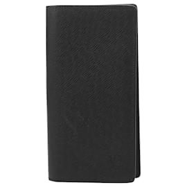 Louis Vuitton-Louis Vuitton Taiga Portefeuille Brazza Noir Men's Long Wallet-Black
