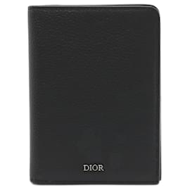 Christian Dior-Christian Dior Black Leather Passport Cover-Black