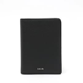 Christian Dior-Christian Dior Black Leather Passport Cover-Black