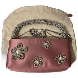 Autre Marque Borsa da sera Rosantica in satin rosa e cristalli argentati Rosa