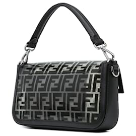 Fendi-Fendi Black Medium Zucca PVC Baguette Satchel-Black