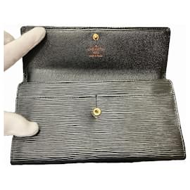 Louis Vuitton-Louis Vuitton Epi Portefeuille Sarah Long Wallet-Black