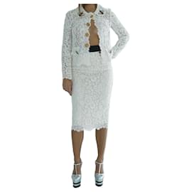 Dolce & Gabbana-Dolce & Gabbana Cordonetto Lace Skirt Suit-White