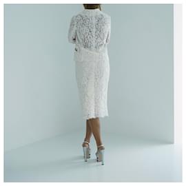 Dolce & Gabbana-Dolce & Gabbana Cordonetto Lace Skirt Suit-White
