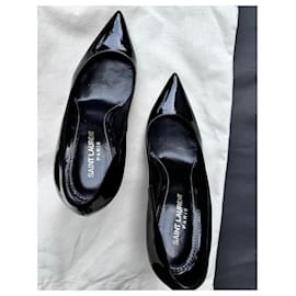 Saint Laurent-Yves Saint Laurent Opium Patent Leather Pumps Heels Shoes Black-Black