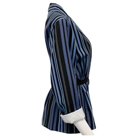 Autre Marque-Raquel Allegra Sea Blue Striped Jai Jacket-Blue