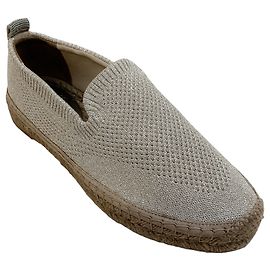 Espadrilles de punto plateado Brunello Cucinelli con Monili Plata