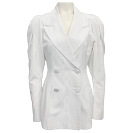 Autre Marque-16 Arlington White Puff Sleeve Blazer-White