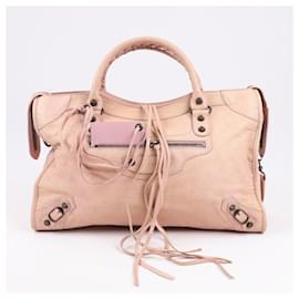 Balenciaga-Balenciaga Motorcycle City Leather 2Way Handbag in Light Pink-Pink