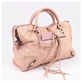 Balenciaga-Balenciaga Motorcycle City Leather 2Way Handbag in Light Pink-Pink