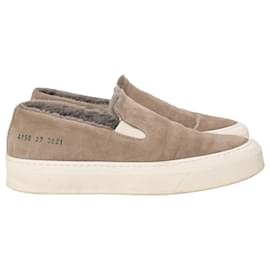 Autre Marque-Common Projects 35mm Slip On Sneakers with Shearling in Brown Suede-Brown,Red