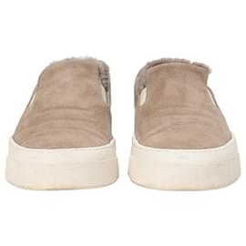 Autre Marque-Common Projects 35mm Slip On Sneakers with Shearling in Brown Suede-Brown,Red