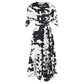 Vestido midi impreso con cintura retorcida Alexander Mcqueen en algodón multicolor Multicolor