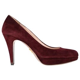 Escarpins à plateforme Prada en daim bordeaux Rouge Bordeaux