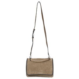Tote en suède marron orné de perles Brunello Cucinelli Marron Rouge