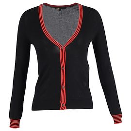Maje Strickjacke mit Knöpfen aus schwarzer und roter Wolle Schwarz