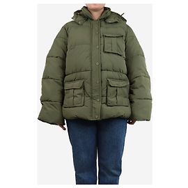 Ganni Khaki Pufferjacke - Größe UK 8 Grün