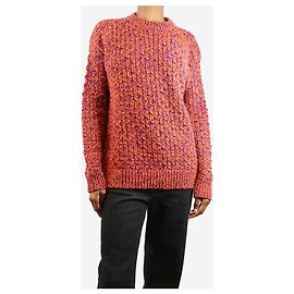 Prada Langer, gewebter Pullover in Orange und Lila mit langen Ärmeln - Größe UK 8 Orange