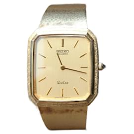 Seiko-Retro Seiko Dolce gold-plated quartz watch ref 6020 - 4060-Golden