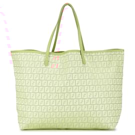 Fendi-Fendi Pink Medium Zucchino Canvas Roll Tote-Beige,Other