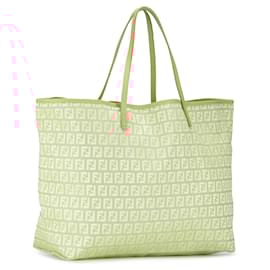 Fendi-Fendi Pink Medium Zucchino Canvas Roll Tote-Beige,Other