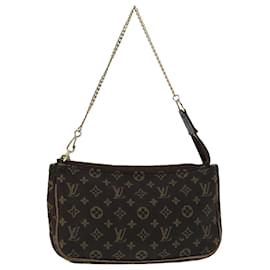 Louis Vuitton-LOUIS VUITTON Monogram Mini Lin Bucket PM Pouch Brown Ebene M95226 LV Auth 92443-Brown,Damier ebene