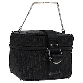 Christian Dior-Christian Dior Trotter Canvas Vanity Chain Pouch Black Silver Auth yk15034-Black,Silvery