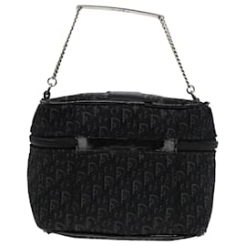 Christian Dior-Christian Dior Trotter Canvas Vanity Chain Pouch Black Silver Auth yk15034-Black,Silvery