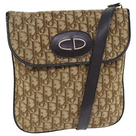 Bolsa de ombro em lona Trotter Christian Dior bege Auth 91283 Bege