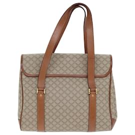Céline-CELINE Macadam Canvas Hand Bag Beige Gold Auth 91300-Beige,Golden
