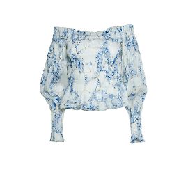 All Saints, blusa floral com ombros de fora Branco Azul Dourado