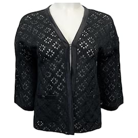 Chanel-Chanel Black Silk Open Knit Cardigan-Black
