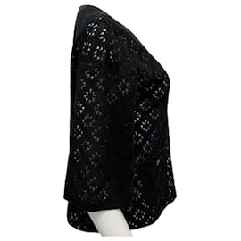 Chanel-Chanel Black Silk Open Knit Cardigan-Black