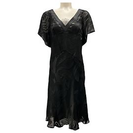 Robe midi en soie vintage noire de John Galliano Noir
