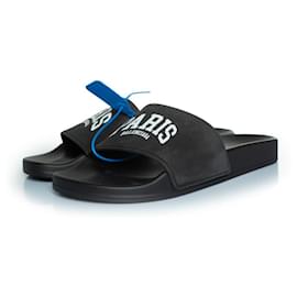 Balenciaga-Pool slide paris print in black-Black