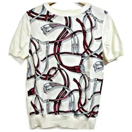 Gucci-Vintage Gucci Rare Silk Horse Harness Motif Tee-White