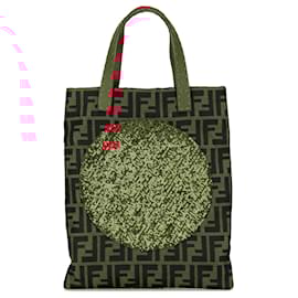 Fendi-Fendi Brown Zucca Canvas Sequins Tote-Brown