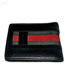 Gucci-Gucci Black Calf Leather Web Wallet-Black
