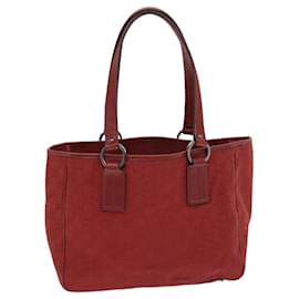 Gucci-GUCCI GG Canvas Tote Bag Silver Red 113019 Auth 91192-Silvery,Red