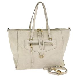 LOUIS VUITTON Bolsa Tote Lumineuse PM Monogram Empreinte Neige M93411 Auth 86195 Blanco